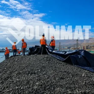 Instalacion de mantas tarflex para cobertura de agregados.